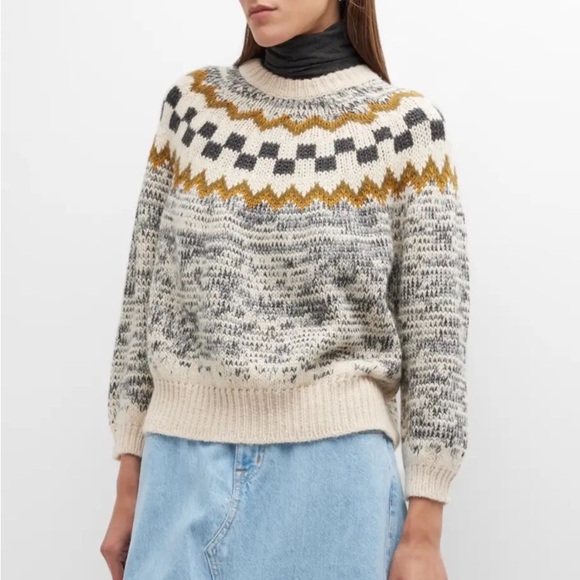 The Great Geo Check Pullover Sweater in Marled Grey Size 2 Medium - Picture 3 of 7